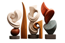 Generic Set Of Modern Abstract Decor Sculptures On Transparent Background. Generative AI