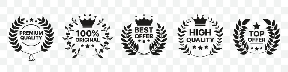 Poster - Premium quality emblem badge collection with laurel wreath, star and crown icons