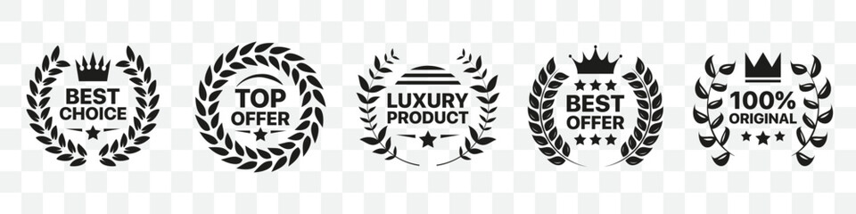 Poster - Premium quality emblem badge collection with laurel wreath, star and crown icons