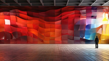 Wall Mural - A person standing in front of a colorful wall. Generative AI image.