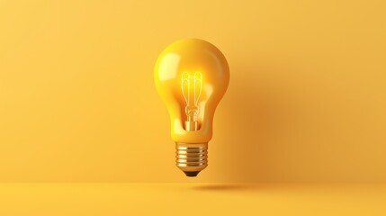 yellow light bulb with yellow background