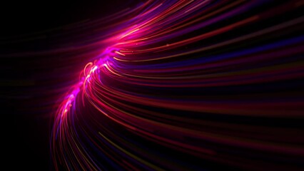Wall Mural - Dynamic Electric Light Strokes Background/ 4k animation of an abstract background of kinetic glowing 3d light strokes with wiggling camera shake effect