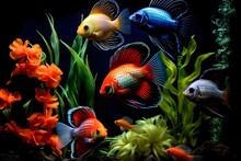 Aquarium Has A Lot Of Beautiful Tropical Fish
