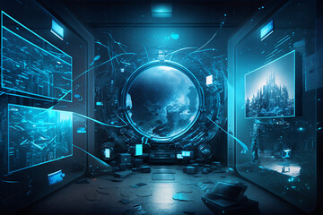 Wall Mural - Metaverse Digital Cyber World Technology Financial Bussines Background