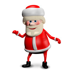 3D Illustration Jolly Santa Claus on a White Background