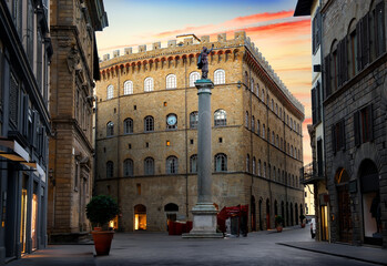 Wall Mural - Square of Holy Trinity and Column of Justice in Florence, Italy