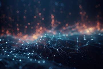 Technology abstract background. Digital line dot and colorful bokeh. Graphic design. Generative ai