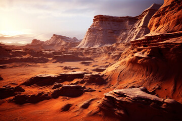 Wall Mural - surface of the planet mars. generative ai