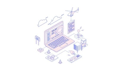 Animated Website Building icon background, logo symbol, social media 