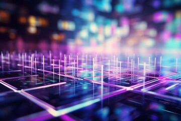 3d illustration of abstract technology background with glowing lines and dots.