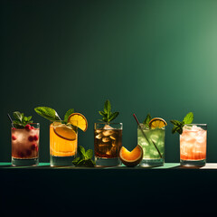 Wall Mural - colorful cocktails with summer vibe background