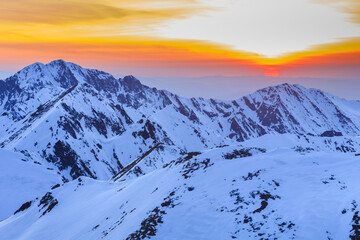 Sticker - beautiful sunset in the Fagaras Mountains, Romania