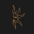 © Екатерина Перанова - Mystical banner with the sun on a black background. Boho background for astrology, tarot. Heaven vector illustration.
