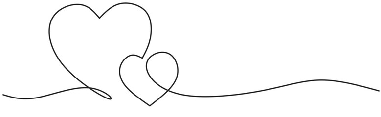 Double heart line art vector illustration