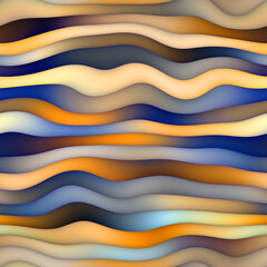 Sticker - Raster Seamless Blue Orange Gradient Distorted Wavy Lines Pattern Abstract Background