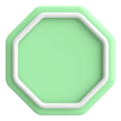 3D octagon button. Empty button. 3D illustration.