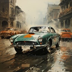 Wall Mural - Retro luxury sports car, generative ai