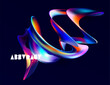 Colorful liquid lines. Abstract 3D shape of iridescent wavy forms. Realistic vector design elements. 