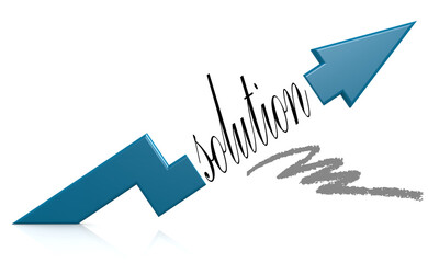 Wall Mural - Blue arrow with solution word, 3d rendering