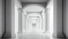 3d Rendering White Corridor Pillars Background Render Ai Generated Image
