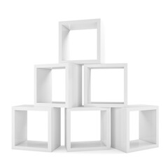 Wall Mural - Shelves. Pyramid from boxes. Isolated on white. 3D illustration