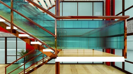 Wall Mural - Bright staircase in the modern building