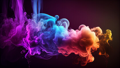 Abstract colorful, multicolored smoke spreading, bright background for advertising or design, wallpaper for gadget. Neon lighted smoke texture, blowing clouds Ai generated image