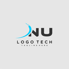 NU initial monogram for technology logo design