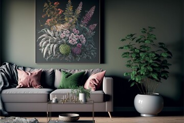 Wall Mural - ai generated illustration of a modern living room of a house