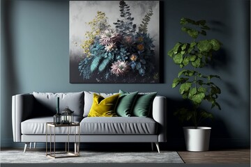 Wall Mural - ai generated illustration of a modern living room of a house
