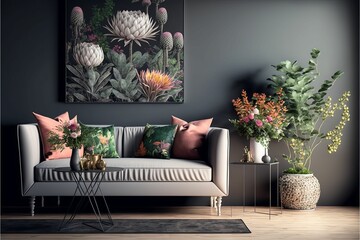 Wall Mural - ai generated illustration of a modern living room of a house