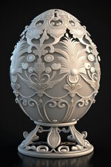 Canvas Print - a decorative egg that is sitting on a stand in the dark