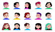 © aiselmisha - Collection of happy men and women avatars, user portraits. Male and female characters faces set. Vector flat cartoon style illustration isolated, on white background