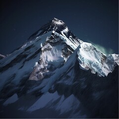 Sticker - AI generated illustration of A majestic snow-capped mountain