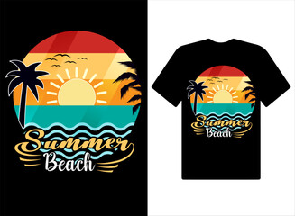 Summer Beach t-shirts Design retro vintage summer illustration and vector