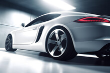 AI-generated Illustration Of A White Sports Car Illuminated From The Rear.