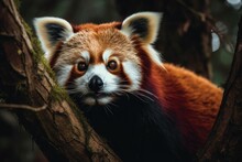 AI Generated Illustration Of A Cute Red Panda In A Forest
