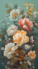 Wall Mural - AI-generated illustration of a painting of a bouquet of colorful flowers.