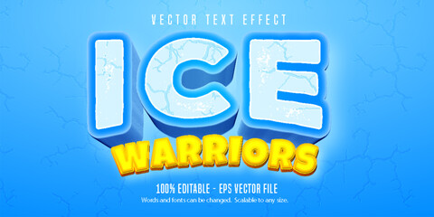 Wall Mural - Ice warriors text, cartoon game style editable text effect