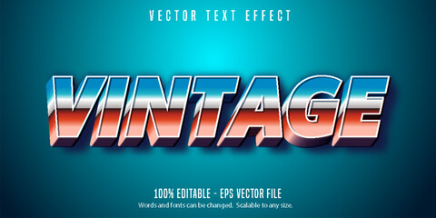 Editable text effect, vintage and retro multicolor text style