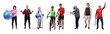 © Curto - group of people practicing exercise on white background