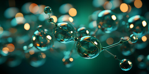 Wall Mural - green hydrogen h2 gas molecule. production of green hydrogen energy powered by renewable electricity
