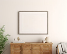 Mock Up Posters Frame On Wall In Modern Interior Background, Living Room