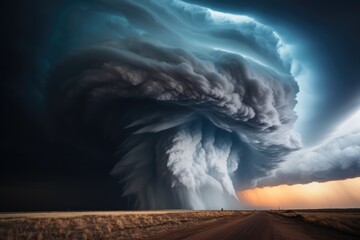 Wall Mural - epic storm with tornado. ai generative