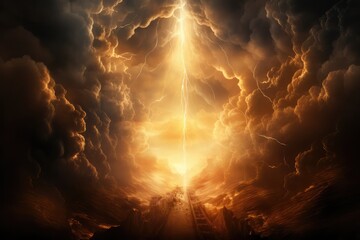 Wall Mural - epic storm with tornado. ai generative