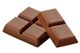 composição com pedaços de barra de chocolate ao leite isolado em fundo transparente 