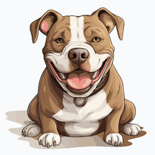 Simple Cartoon Clipart Pitbull Dog White Background