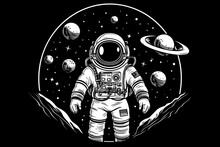 Doodle Inspired Space Explorer, Cartoon Sticker, Sketch, Vector, Illustration