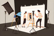 fotostudio studio set setting aufnahme produktion fernsehen fensehsendung tv akteurs schauspieler models - generative ki