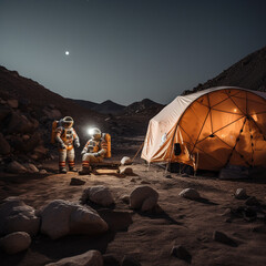 Wall Mural - Humans on Mars camping